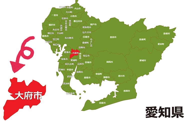 愛知県大府市の地図