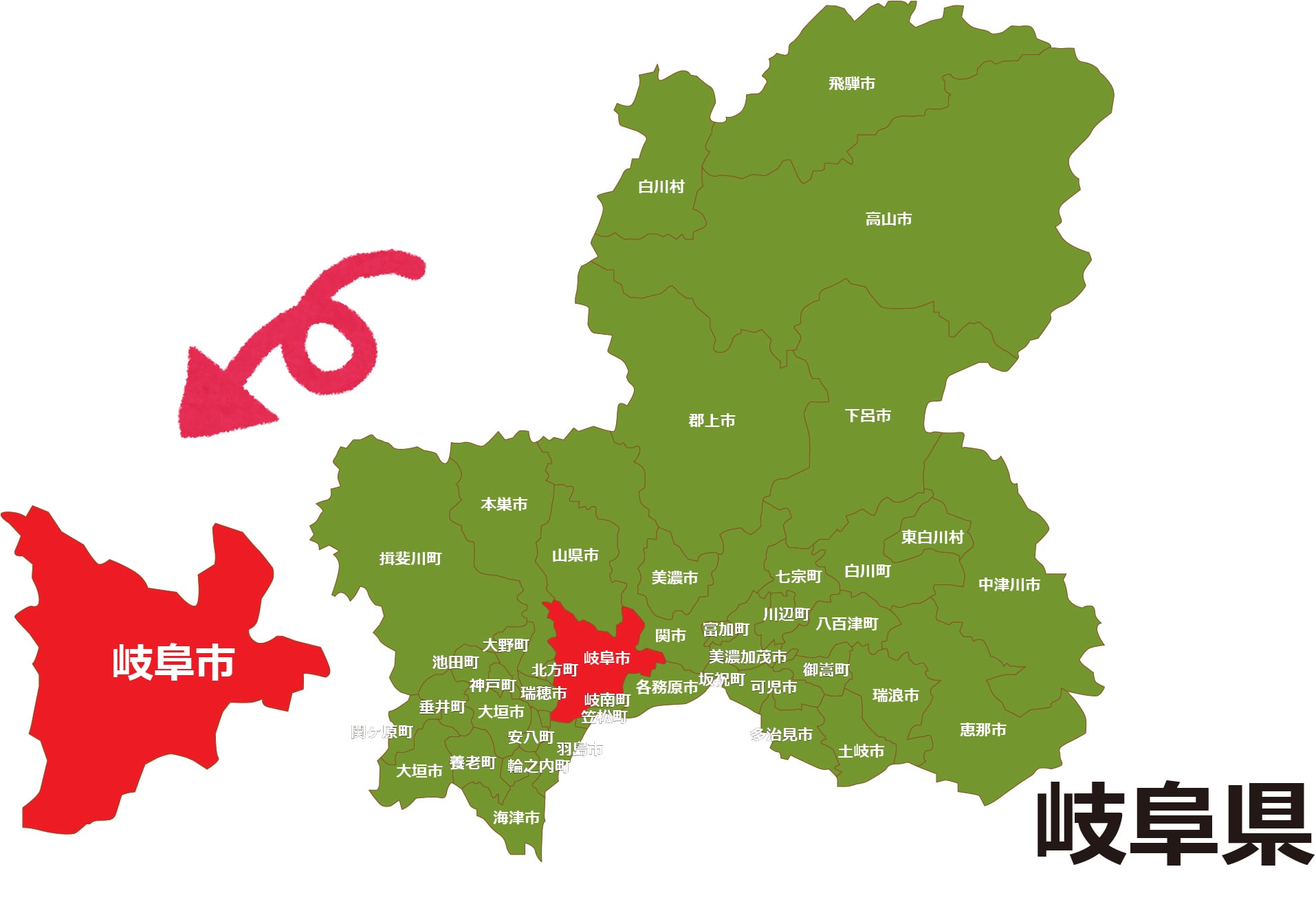 岐阜県岐阜市の地図