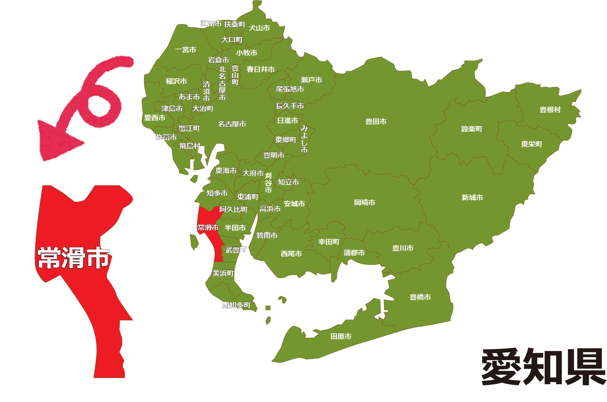 愛知県常滑市の地図