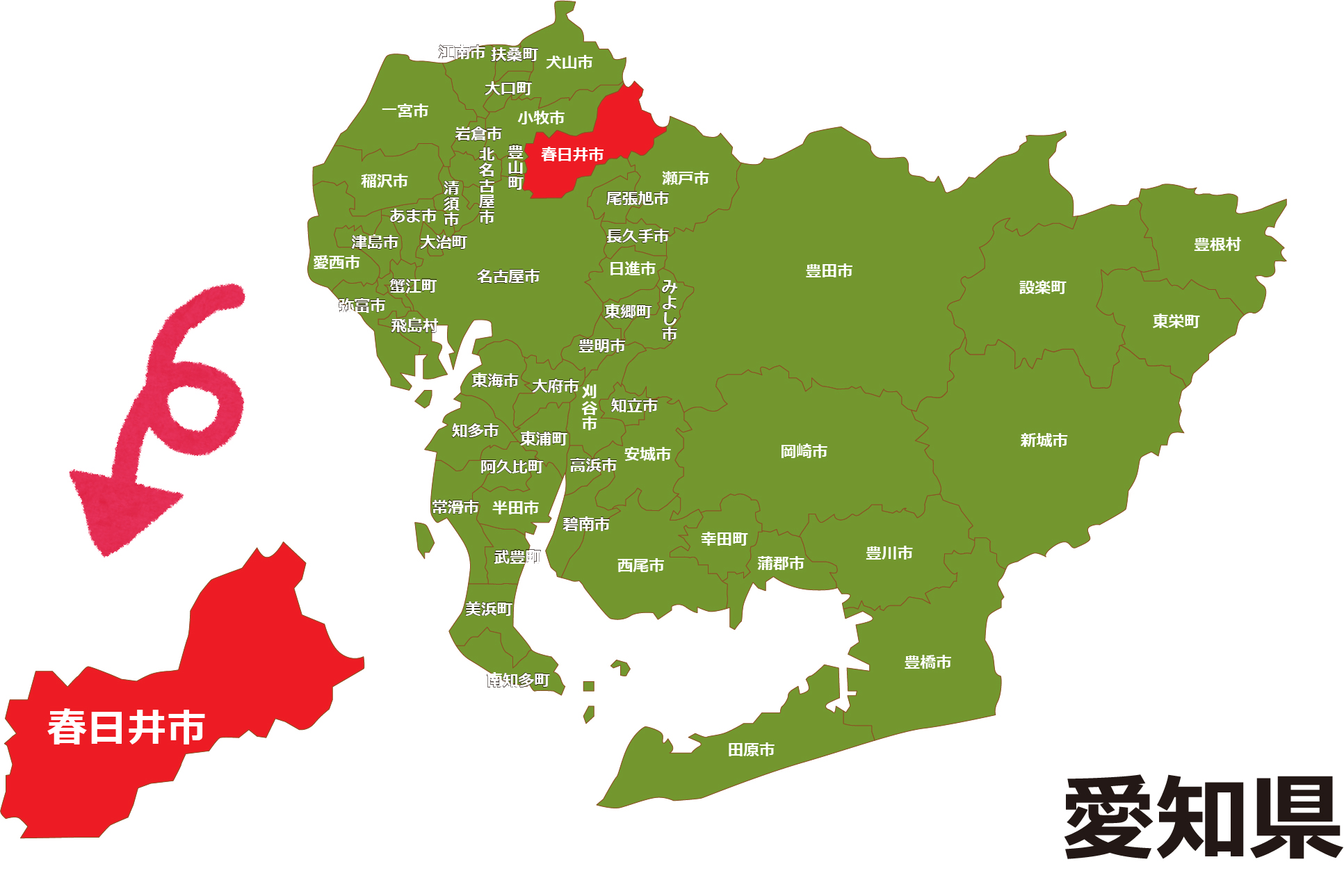 愛知県春日井市の地図